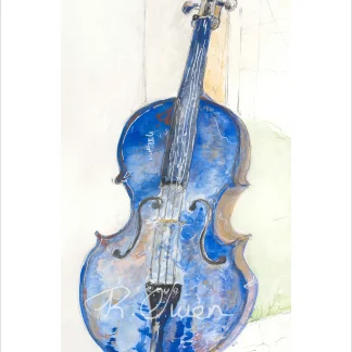 Blue Cello by Welsh artist Rhian Owen