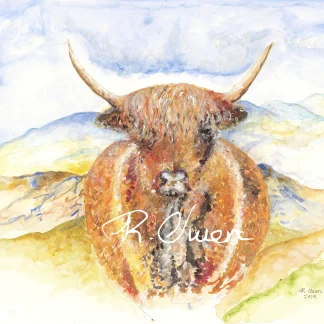 Highland Cow by Welsh artist Rhian Owen