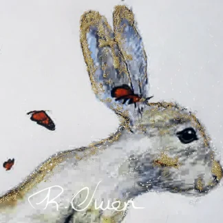 Magical Hare Head by Welsh artist Rhian Owen