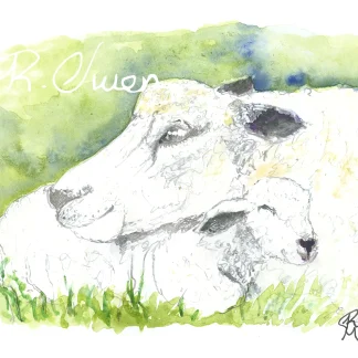 Mum and Baby Lamb by Welsh artist Rhian Owen