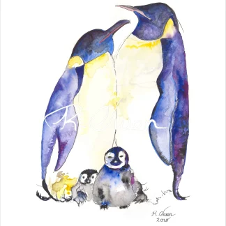 Penguin Family by Welsh artist Rhian Owen